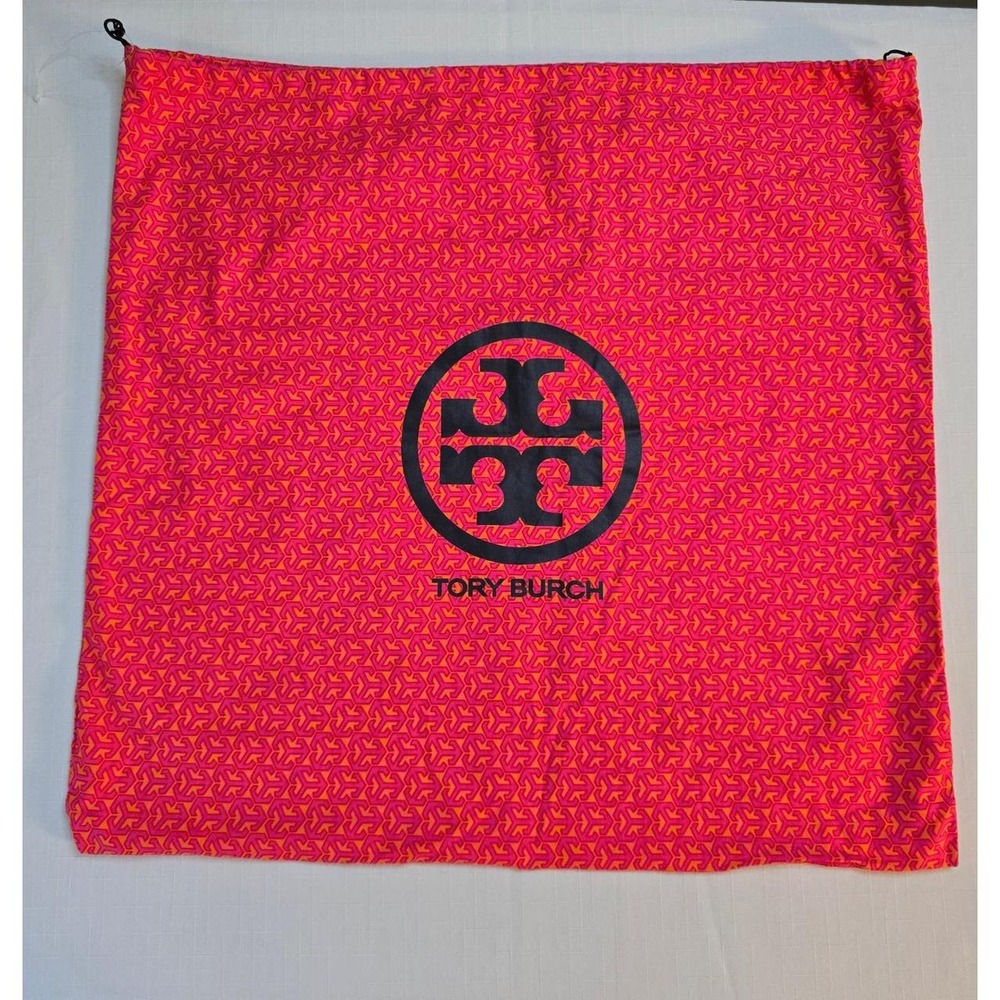 Tory Burch Large Drawstring Dust Bag Pink Orange Geometric T-Logo 21x21